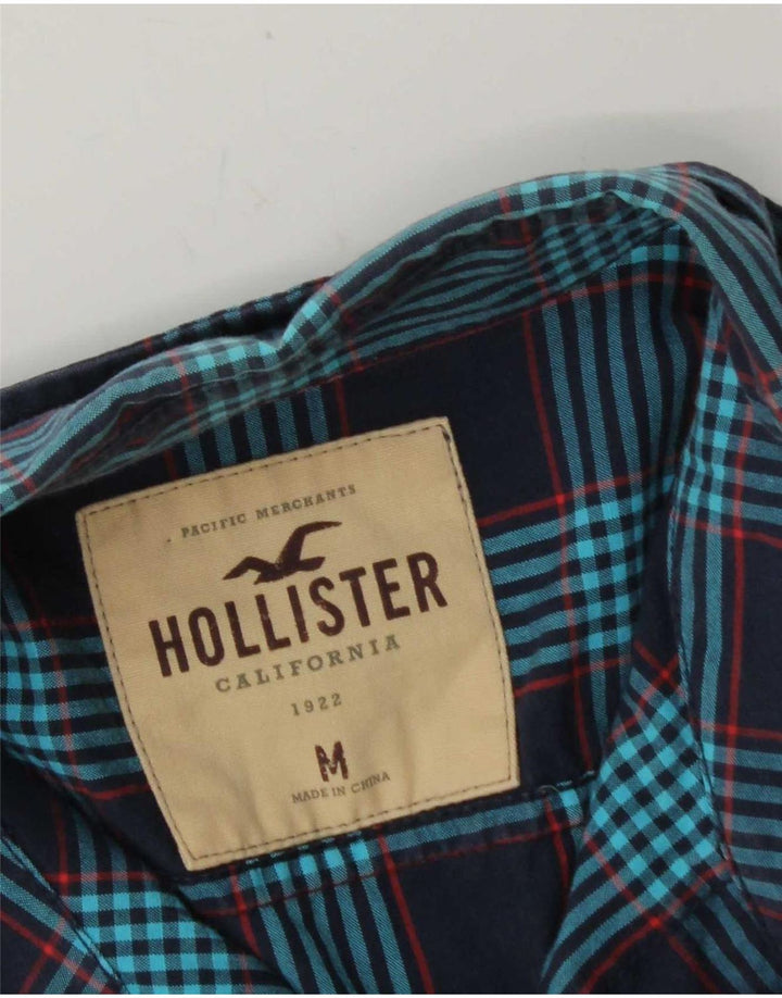 HOLLISTER Mens Flannel Shirt Medium Navy Blue Check Cotton