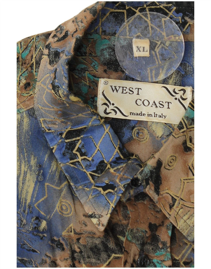 West Coast Mens 3/4 Sleeve Shirt XL Multicoloured Geometric