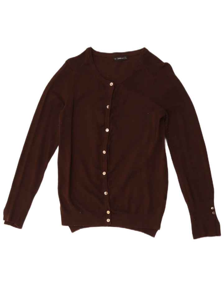 Zara Womens Cardigan Sweater UK 12 Medium Brown Viscose