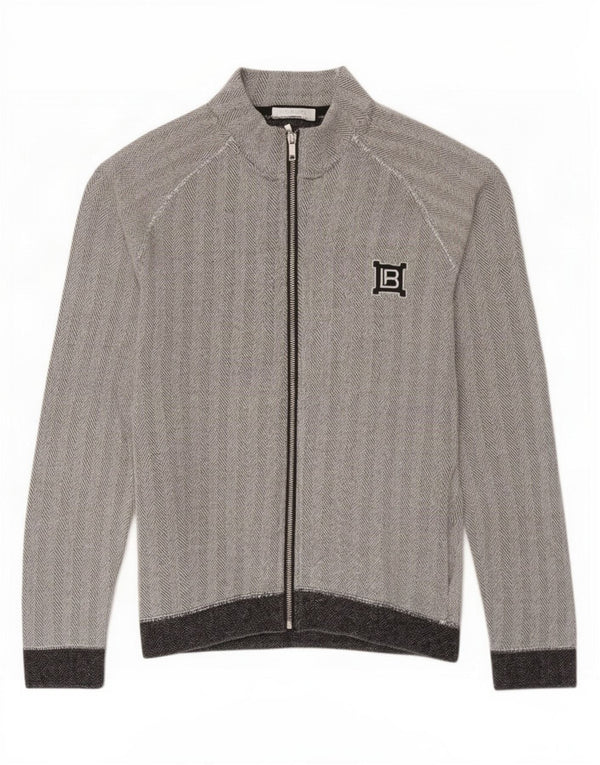 Laura Biagiotti Womens Tracksuit Top Jacket UK 10 Small Grey Herringbone