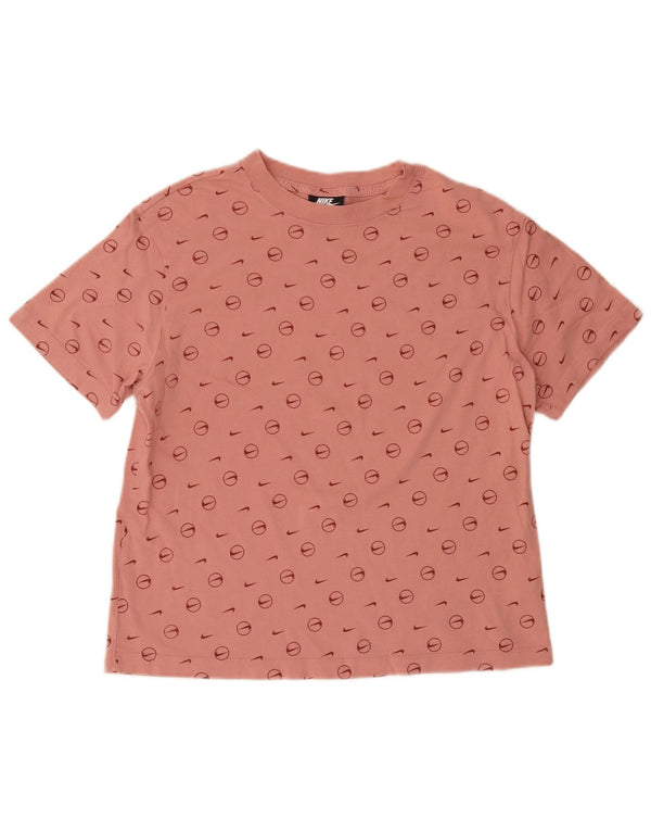 Nike Womens Loose Fit Graphic T-Shirt Top UK 10 Small Pink Cotton