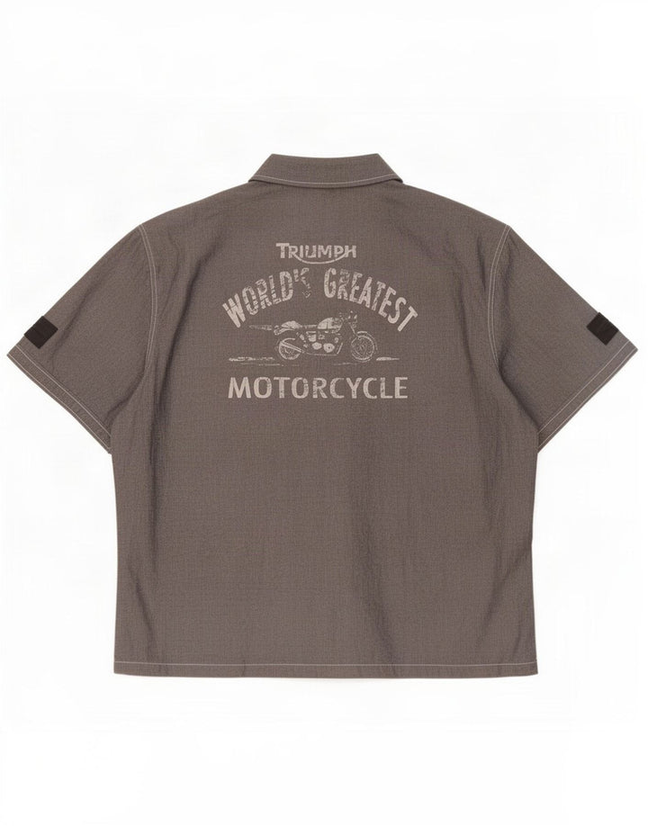 Triumph Mens Graphic Short Sleeve Shirt XL Grey Cotton