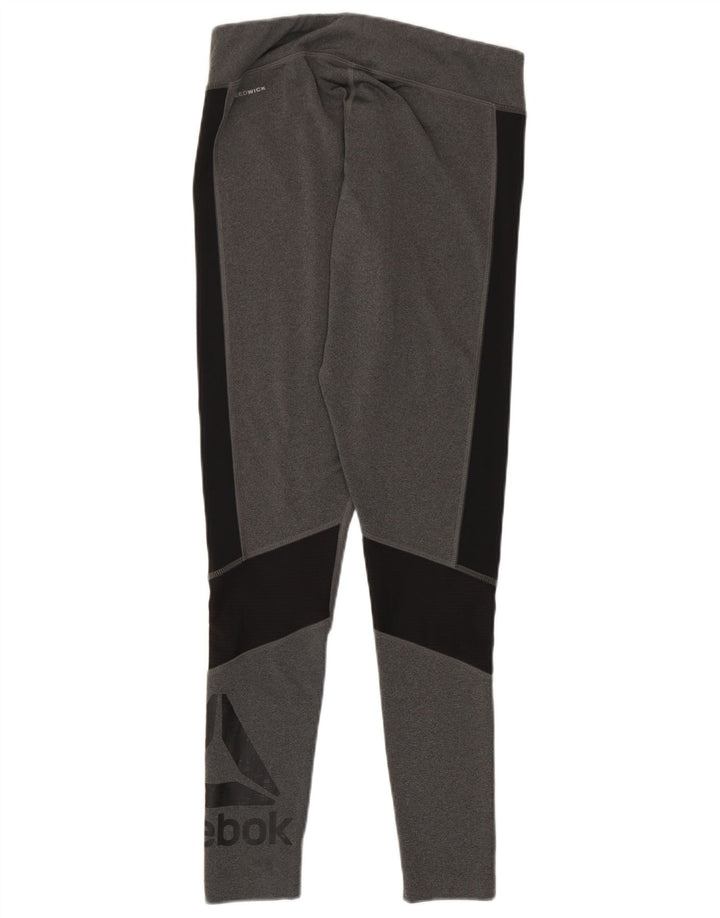 Reebok Womens Speedwick Graphic Leggings UK 12/14 Medium Grey Colourblock