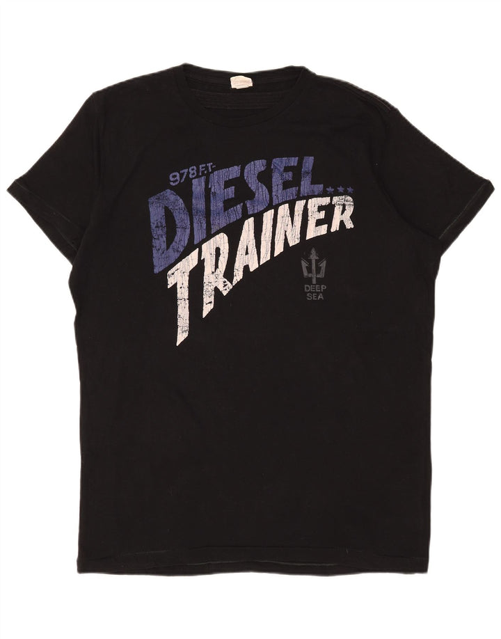 Diesel Mens Graphic T-Shirt Top XL Black Cotton