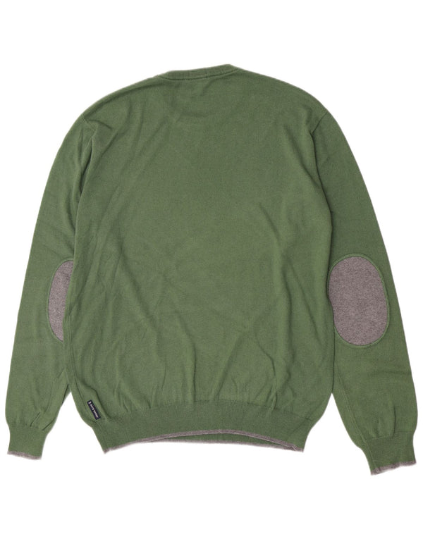 Armani Jeans Mens Regular Fit Crew Neck Jumper Sweater XL Green Cotton