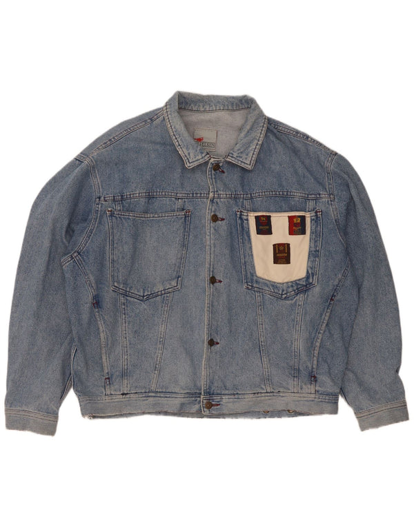 GB.PEDRINI Mens Denim Jacket UK 42 XL Blue Colourblock Cotton