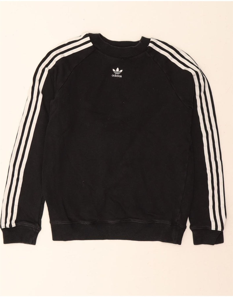 ADIDAS Womens Oversized Sweatshirt Jumper UK 10 Small  Black Cotton Vintage Adidas and Second-Hand Adidas from Messina Hembry 