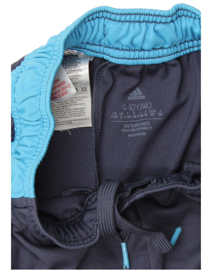 Adidas Boys Sport Shorts 9-10 Years Navy Blue Colourblock Polyester