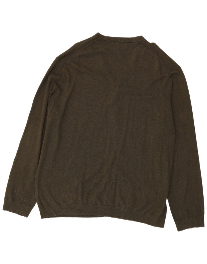 Marks & Spencer Mens Cardigan Sweater 2XL Khaki Cotton