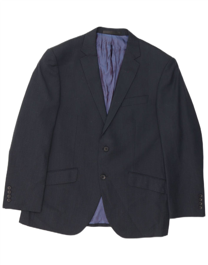 Marks & Spencer Mens 2 Button Blazer Jacket UK 42 Large Navy Blue Wool