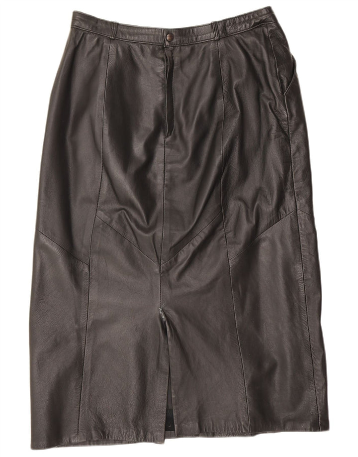 Vintage Womens Leather Skirt IT 42 Medium W28 Black