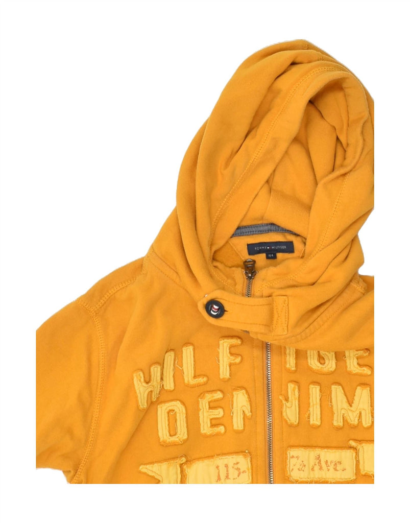 TOMMY HILFIGER Boys Graphic Zip Hoodie Sweater 13-14 Years Yellow Cotton | Vintage Tommy Hilfiger | Thrift | Second-Hand Tommy Hilfiger | Used Clothing | Messina Hembry 