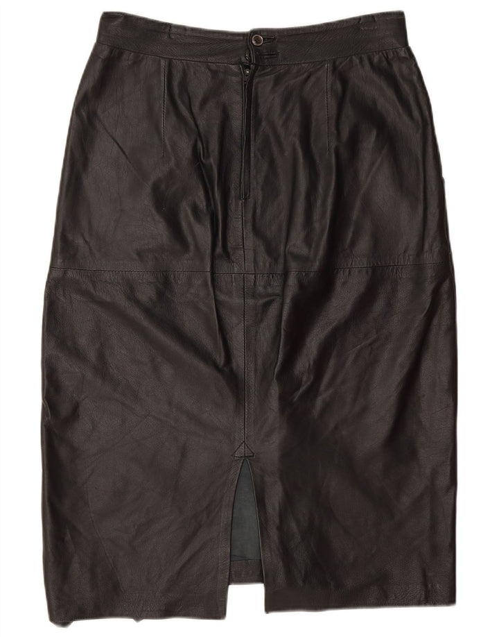 Vintage Womens Leather Skirt W30 Medium Black