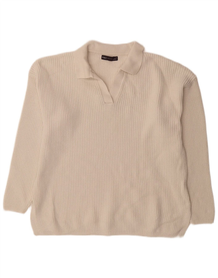 Marks & Spencer Womens Oversized UK 14 Medium Off White Cotton
