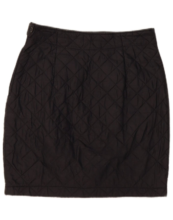 Benetton Womens Quilted Mini Skirt IT 44 Medium W30 Black Polyamide