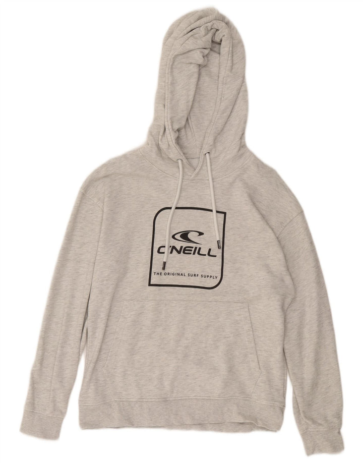 O'NEILL Mens Graphic Hoodie Jumper Small Grey Cotton