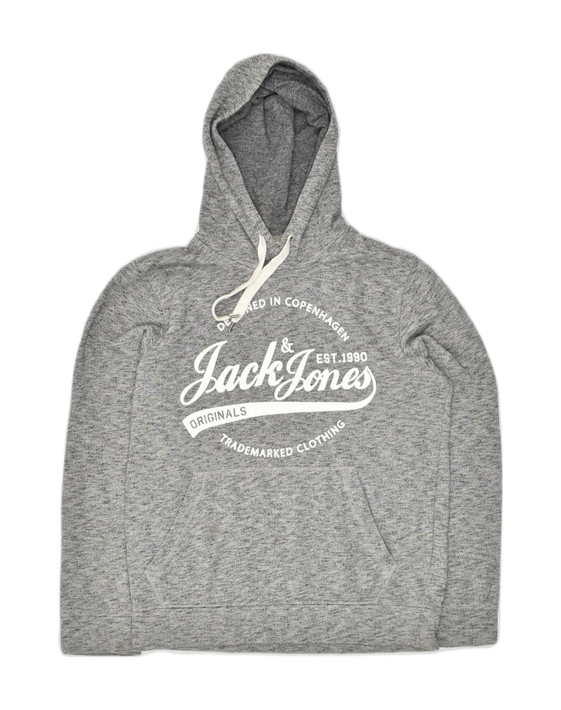 JACK & JONES Mens Graphic Hoodie Jumper Small Grey Polyester | Vintage Jack & Jones | Thrift | Second-Hand Jack & Jones | Used Clothing | Messina Hembry 