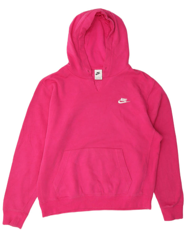 Nike Womens Hoodie Jumper UK 16 Large Pink Cotton