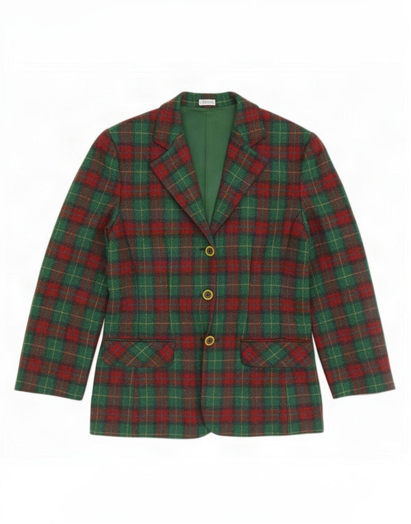 Vintage Womens 3 Button Blazer Jacket IT 46 Large Green Check