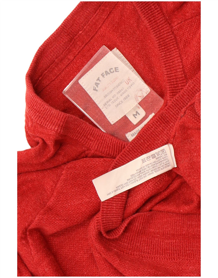 Fat Face Mens Boat Neck Jumper Sweater Medium Red Cotton