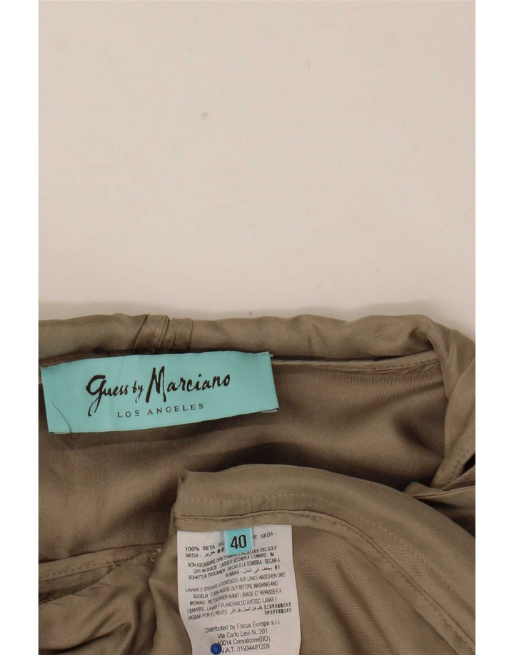 Guess By Marciano Womens Hooded Utility Jacket IT 40 Small Beige Silk