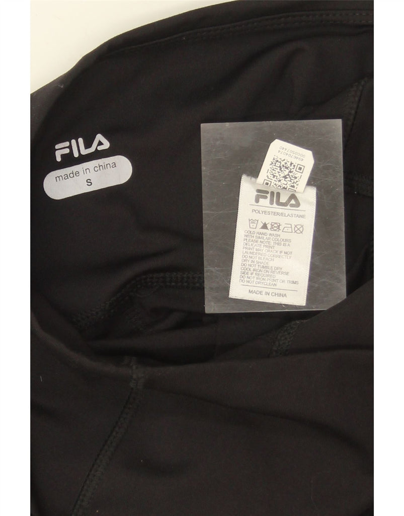 FILA Womens Graphic Capri Leggings UK 10 Small  Black Polyester Vintage Fila and Second-Hand Fila from Messina Hembry 