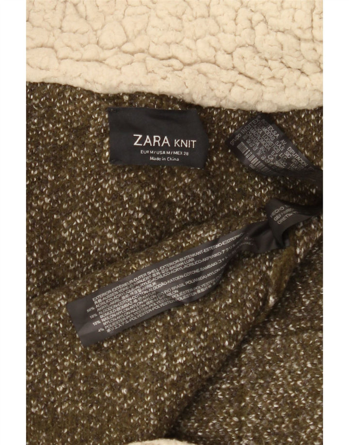 ZARA Womens Oversized Cardigan Sweater UK 14 Medium Green Flecked Acrylic Vintage Zara and Second-Hand Zara from Messina Hembry 