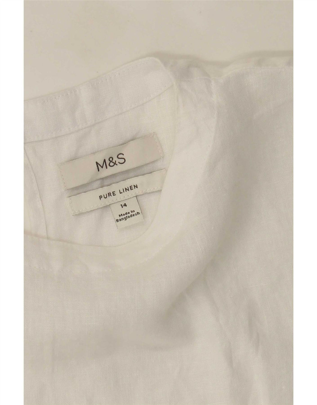 Marks & Spencer Womens Oversized Blouse Top UK 14 Large White Linen