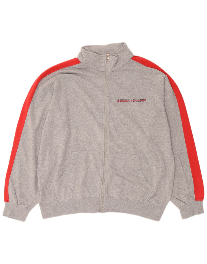 Sergio Tacchini Mens Tracksuit Top Jacket 2XL Grey Colourblock Cotton