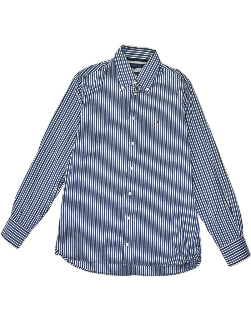 TOMMY HILFIGER Mens Shirt Medium Blue Striped Cotton | Vintage Tommy Hilfiger | Thrift | Second-Hand Tommy Hilfiger | Used Clothing | Messina Hembry 