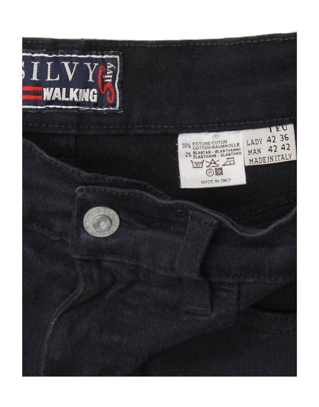 SILVY Mens Unisex Straight Jeans  W36 L25 Navy Blue Cotton Vintage Silvy and Second-Hand Silvy from Messina Hembry 