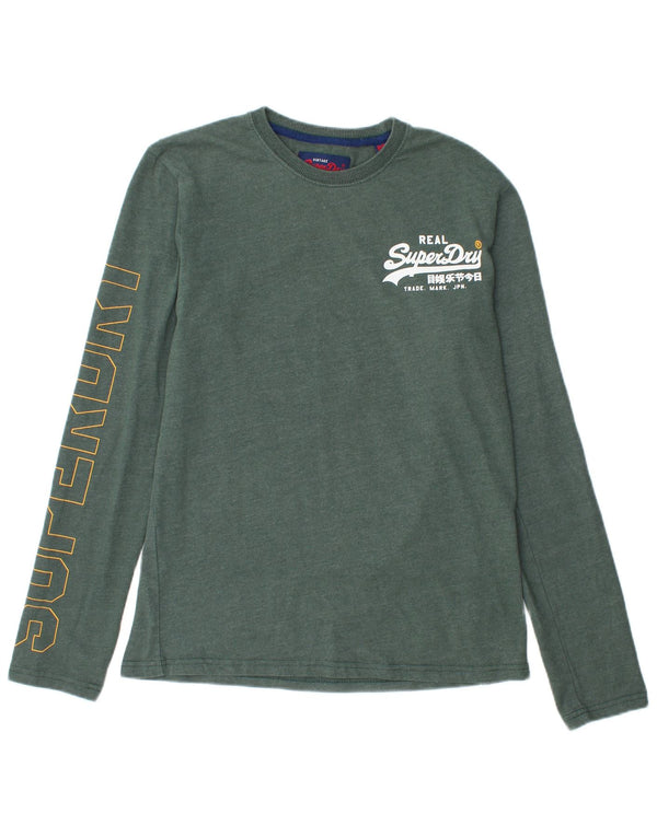 Superdry Mens Graphic Top Long Sleeve Medium Green Cotton