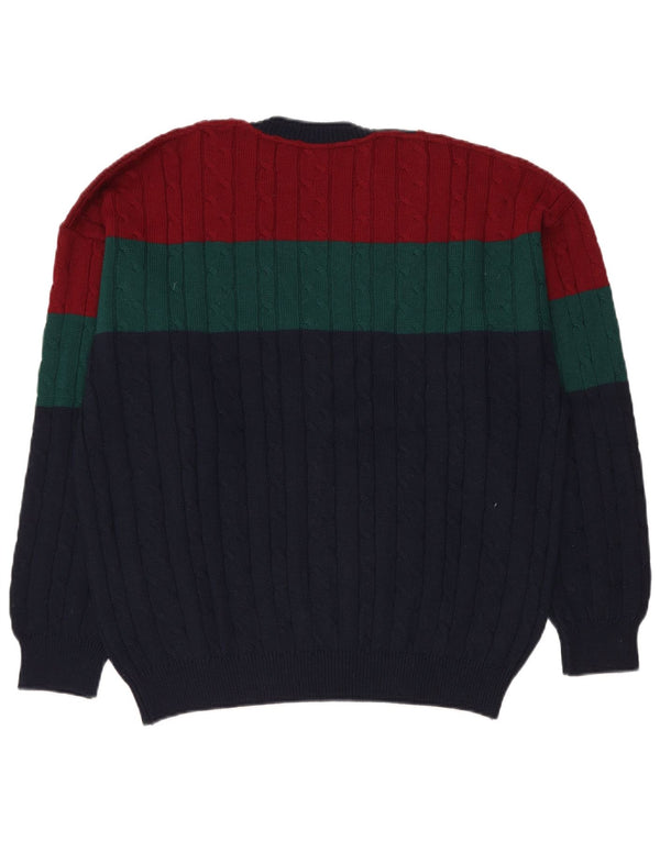 IL GRANCHIO Mens V-Neck Jumper Sweater XL Multicoloured Colourblock