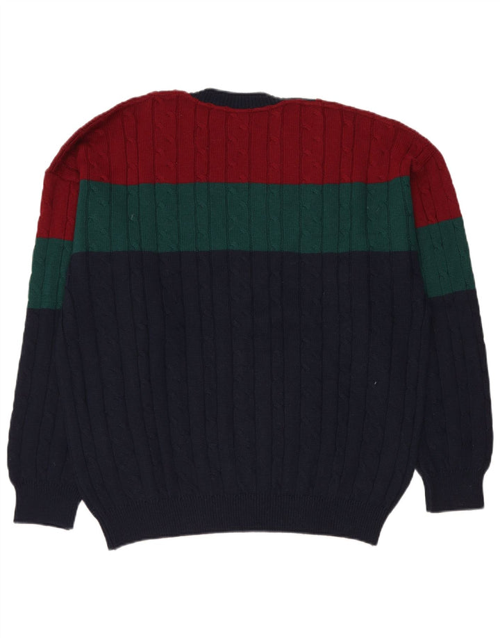 IL GRANCHIO Mens V-Neck Jumper Sweater XL Multicoloured Colourblock