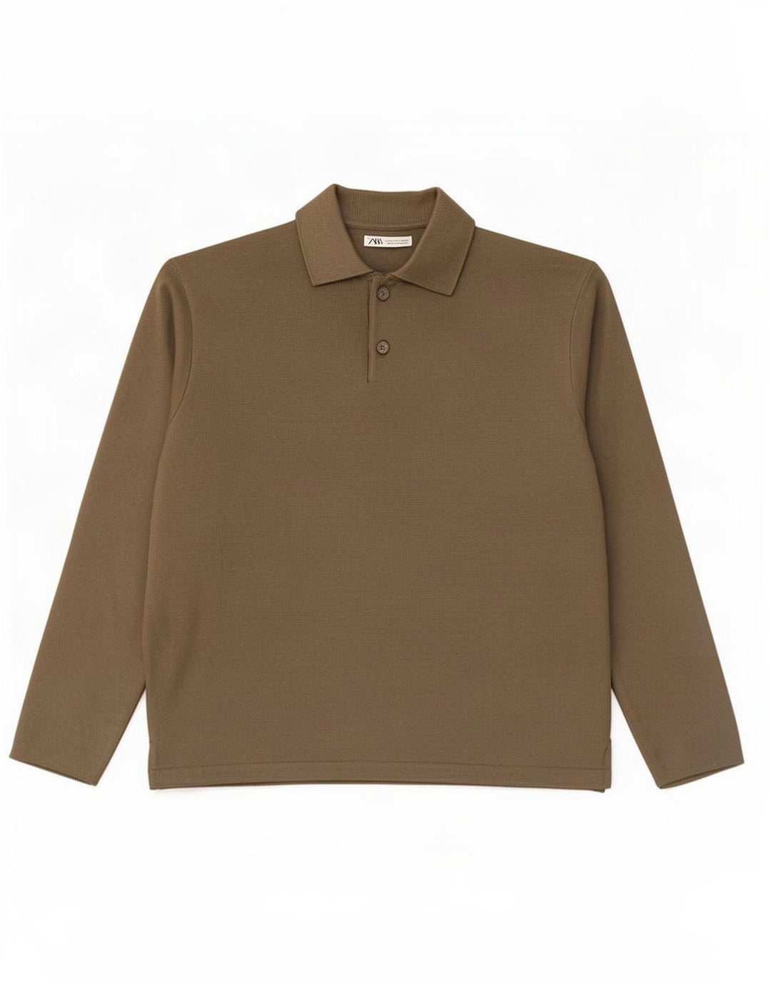 Zara Mens Polo Neck Jumper Sweater Medium Khaki Viscose
