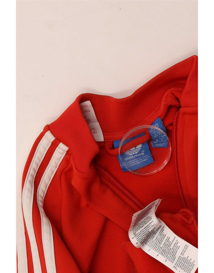 Adidas Boys Tracksuit Top Jacket 11-12 Years Red Polyester