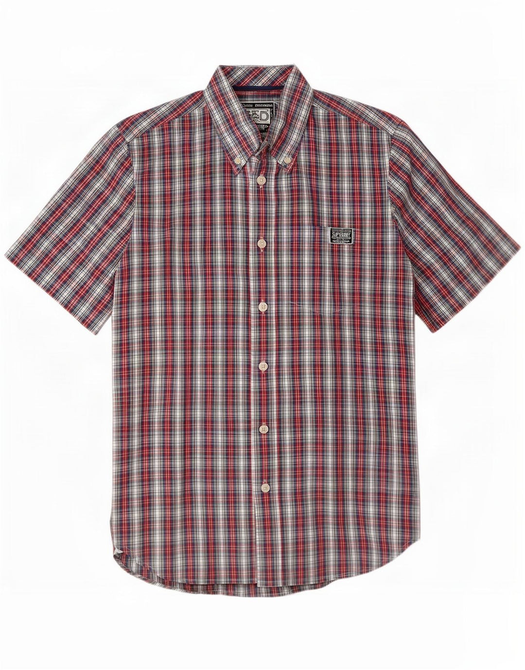 Superdry Mens Short Sleeve Shirt Medium Multicoloured Check Cotton