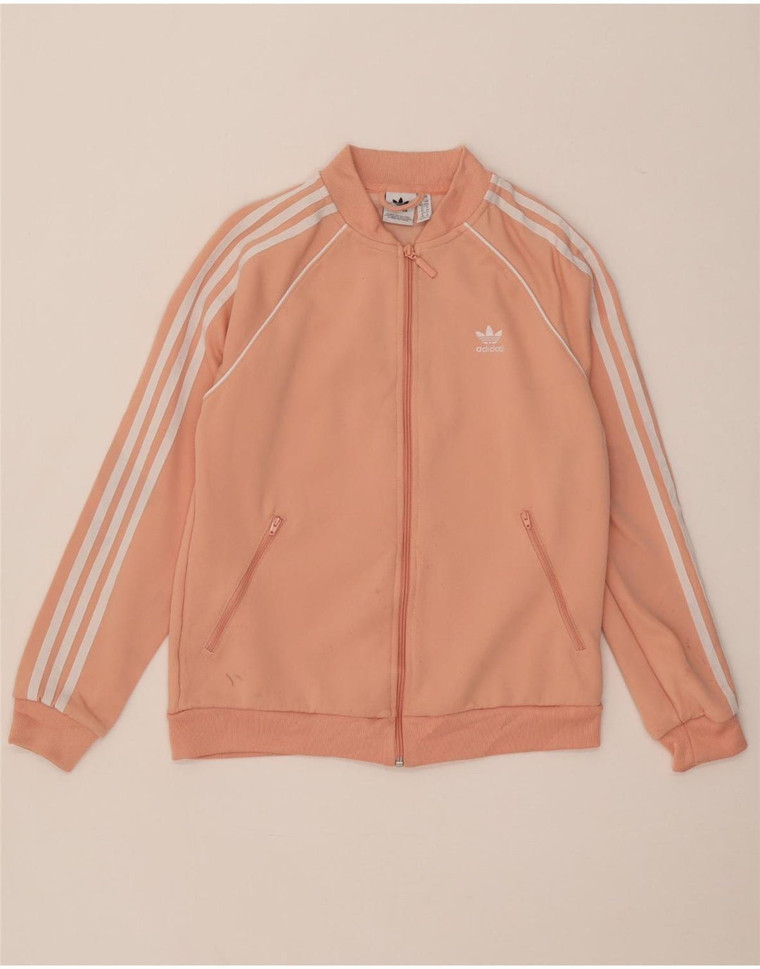 ADIDAS Womens Tracksuit Top Jacket UK 14 Medium Pink Polyester