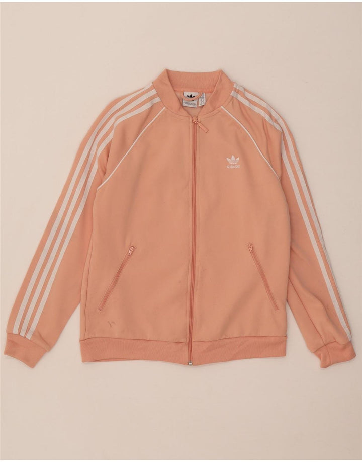 ADIDAS Womens Tracksuit Top Jacket UK 14 Medium Pink Polyester