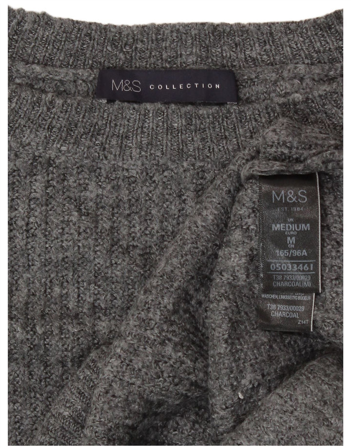 Marks & Spencer Womens Boat Neck Jumper Sweater UK 14 Medium Grey Flecked