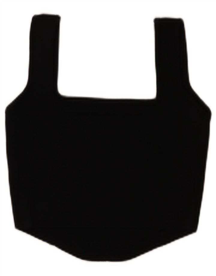 Zara Womens Sleeveless Crop Top UK 14 Large Black Polyamide