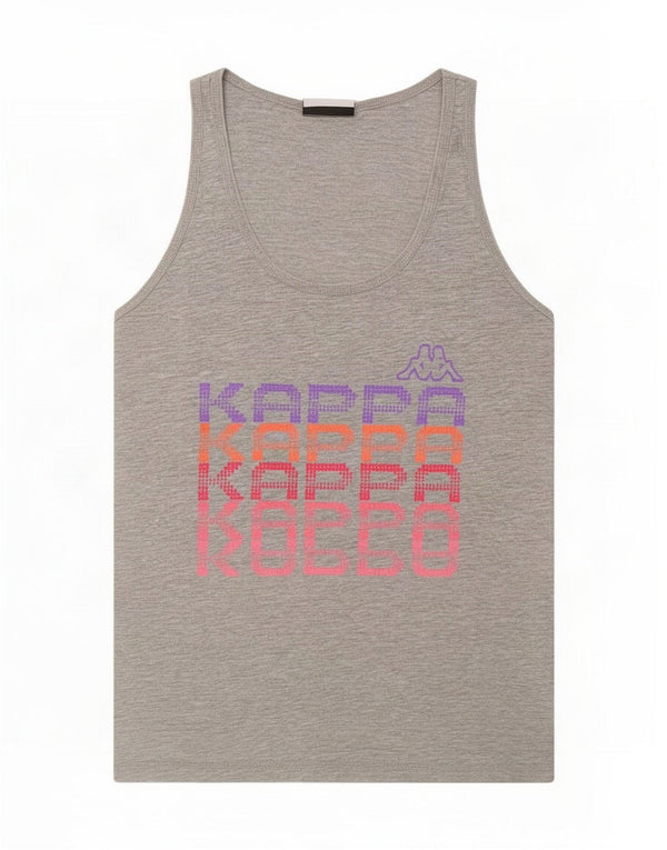 Kappa Womens Graphic Vest Top UK 12 Medium Grey Flecked Cotton