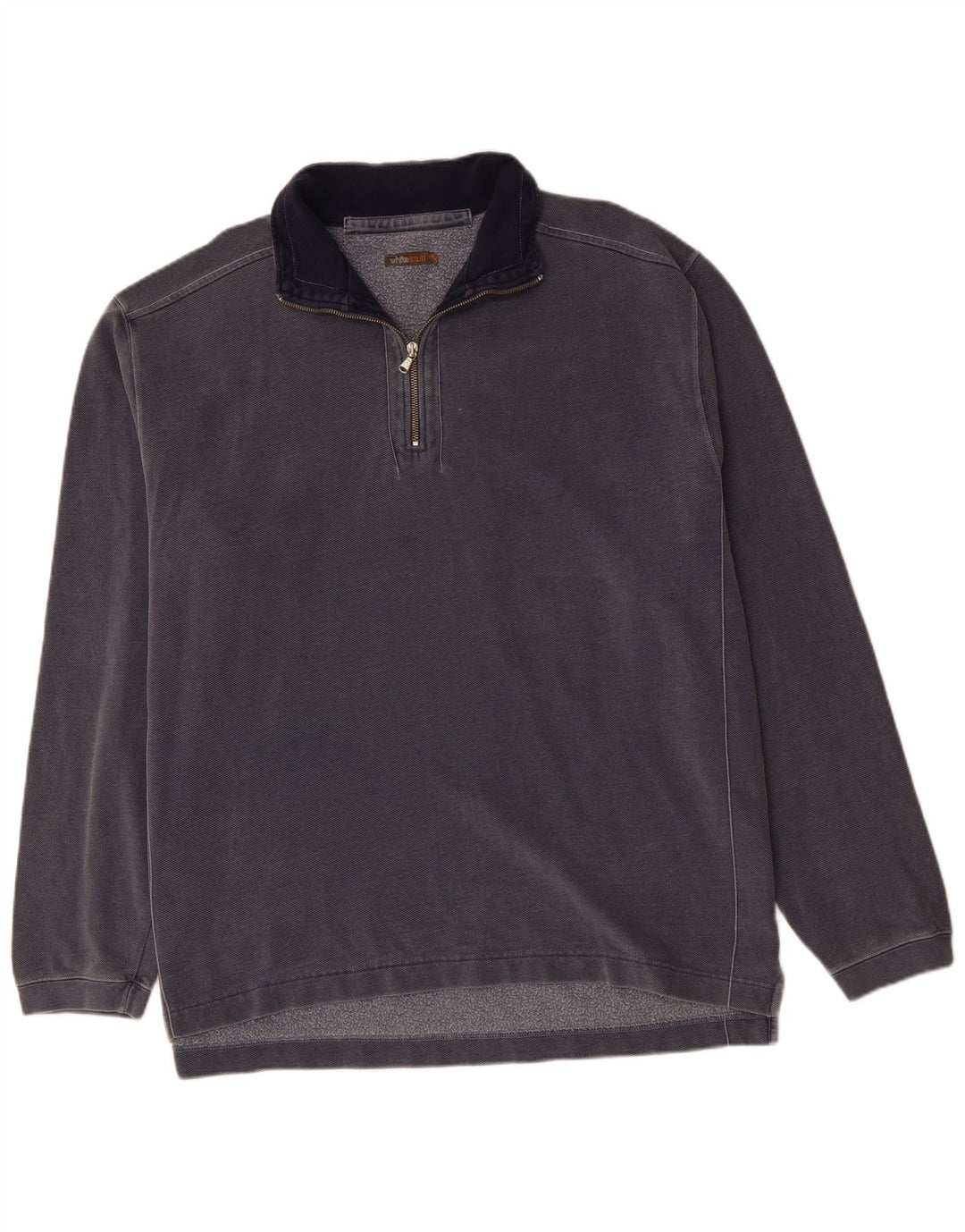 WHITE STUFF Mens Zip Neck Sweatshirt Jumper 2XL Navy Blue Cotton