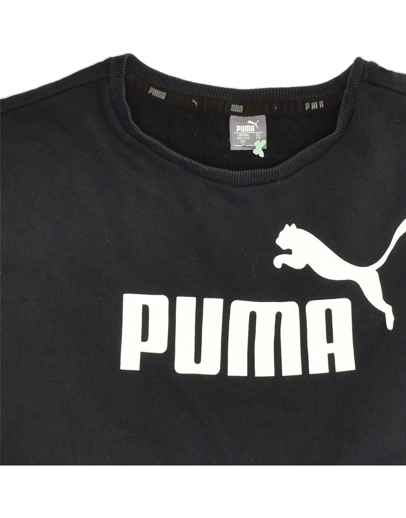 PUMA Boys Graphic Sweatshirt Jumper 15-16 Years Black Cotton | Vintage Puma | Thrift | Second-Hand Puma | Used Clothing | Messina Hembry 