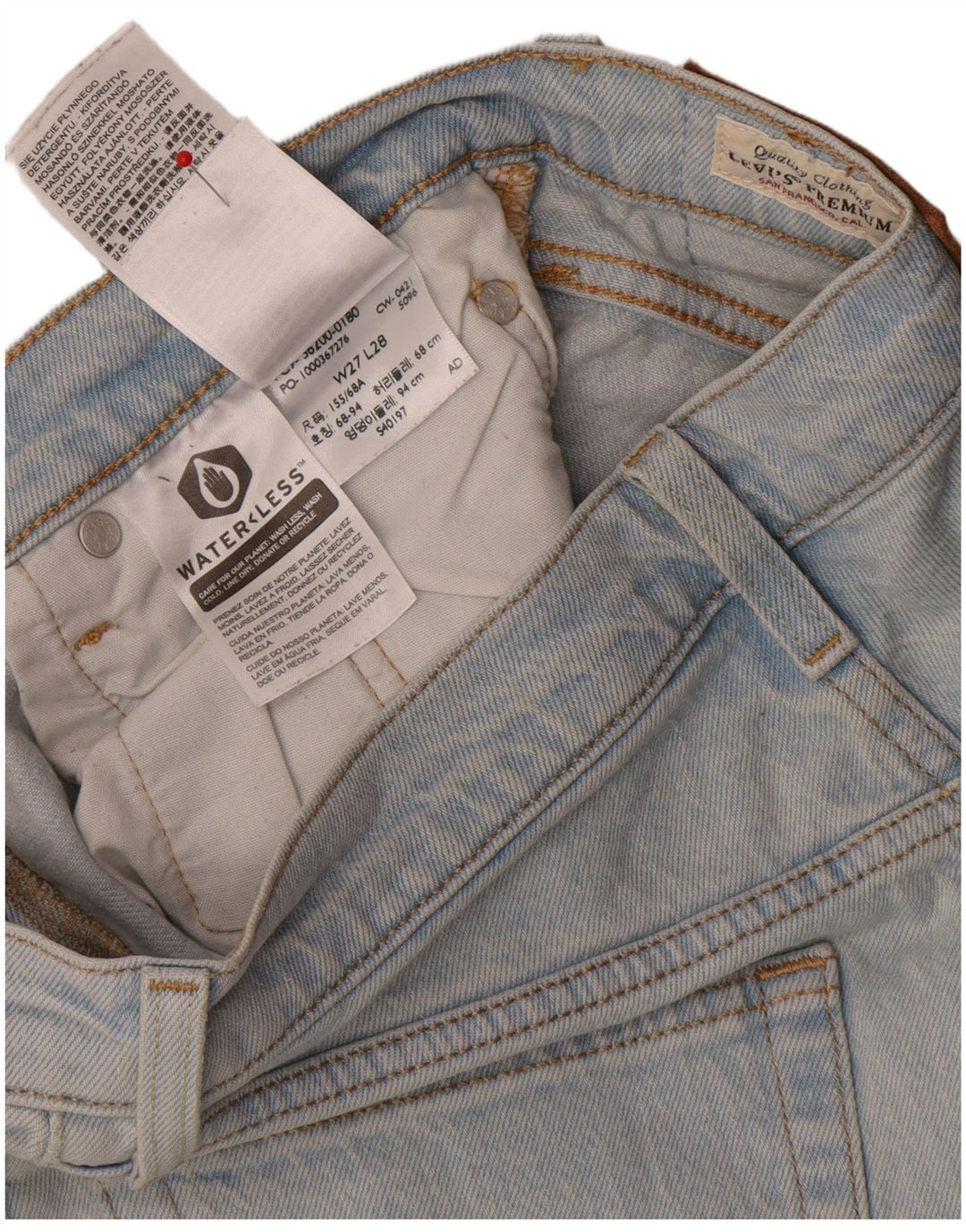 Levi's Womens 501 Straight Jeans W27 L28 Blue Cotton