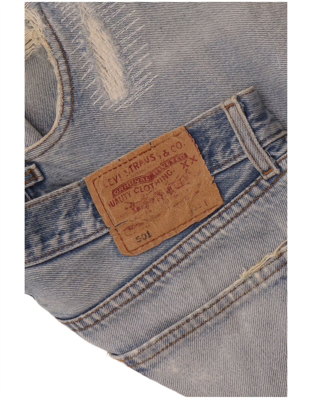Levi's Womens 501 Distressed Denim Shorts W33 Medium Blue