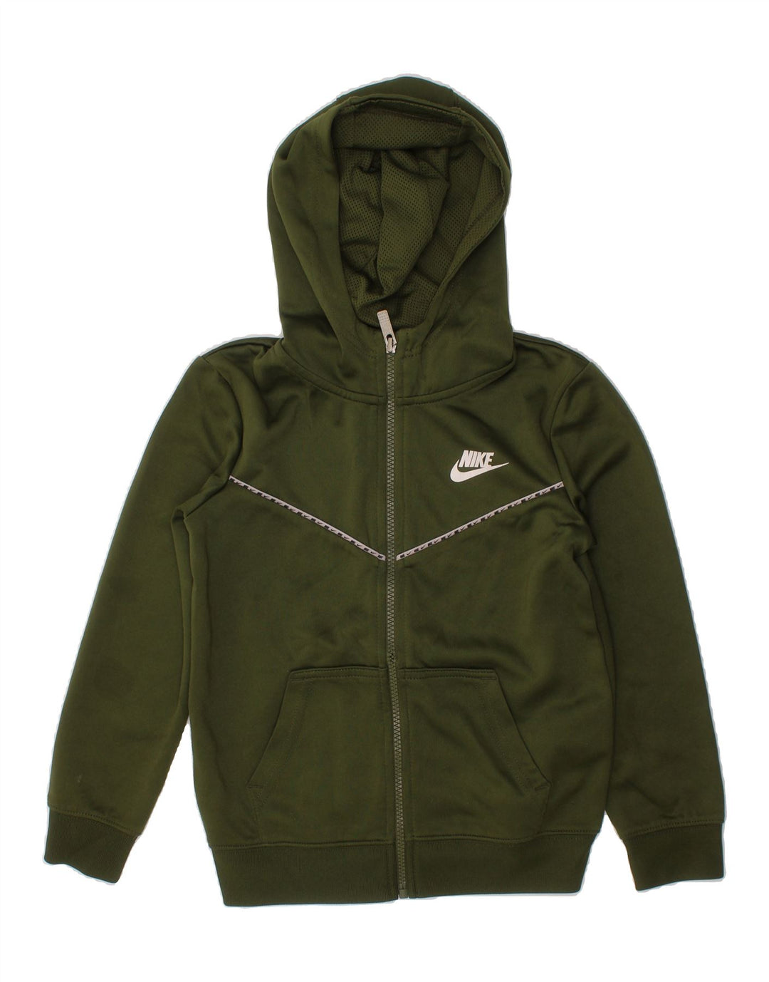 NIKE Boys Graphic Zip Hoodie Sweater 6-7 Years Large  Green Polyester Vintage Nike and Second-Hand Nike from Messina Hembry 