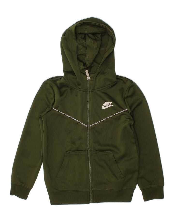 NIKE Boys Graphic Zip Hoodie Sweater 6-7 Years Large  Green Polyester Vintage Nike and Second-Hand Nike from Messina Hembry 