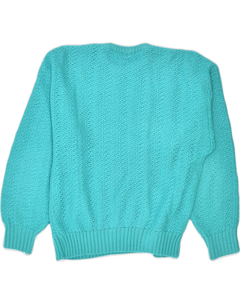 VINTAGE Womens Crew Neck Jumper Sweater UK 16 Large Turquoise Wool | Vintage | Thrift | Second-Hand | Used Clothing | Messina Hembry 