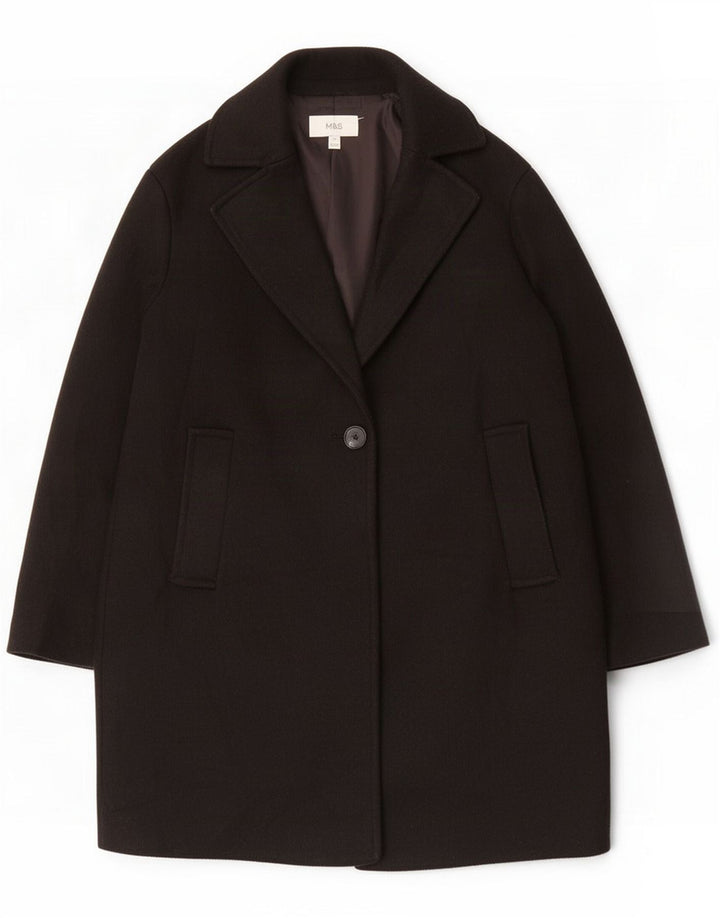 Marks & Spencer Womens Oversized Overcoat UK 10 Small Black Polyester